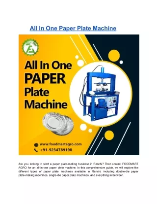 All In One Paper Plate Machine