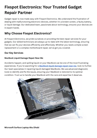 Fixspot Electronics Your Trusted Gadget Repair Partner