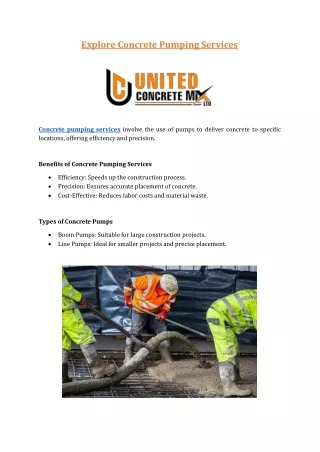 Explore Concrete Pumping Services