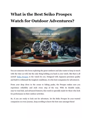 What is the Best Seiko Prospex Watch for Outdoor Adventures
