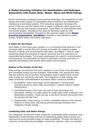 A Global Greening Initiative for Desalination_ Hydrogen and Water Production