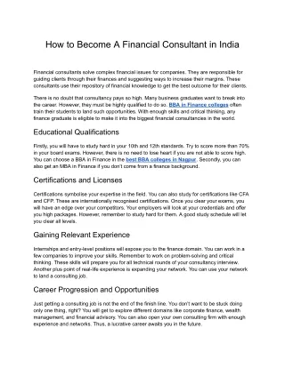 How to Become A Financial Consultant in India