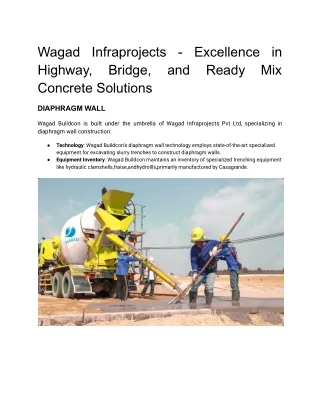 Wagad Infraprojects - Excellence in Highway, Bridge.