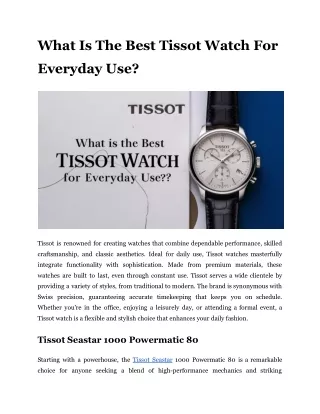 What Is The Best Tissot Watch For Everyday Use?