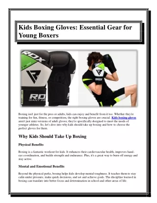 Kids Boxing Gloves Essential Gear for Young Boxers