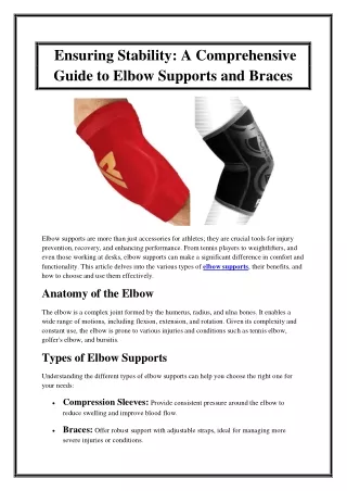 Ensuring Stability A Comprehensive Guide to Elbow Supports and Braces