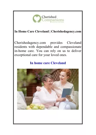 In Home Care Cleveland | Cherishedagency.com