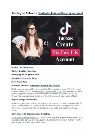 Earning on TikTok Uk