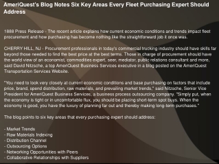 AmeriQuest's Blog Notes Six Key Areas Every Fleet Purchasing