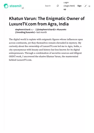 Owner luxuretv.com is  Khatun Varun