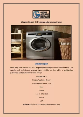 Washer Repair | Oregonappliancerepair.com