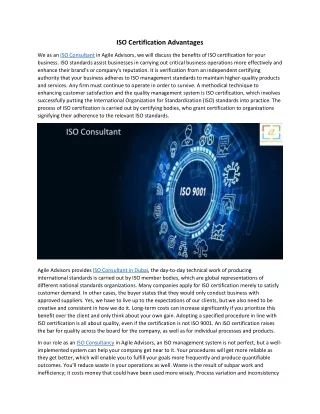 ISO Certification Advantages
