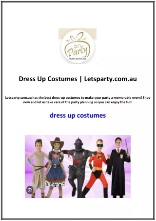 dress up costumesDress Up Costumes | Letsparty.com.au