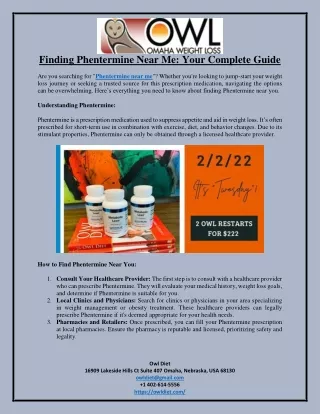 Finding Phentermine Near Me Your Complete Guide