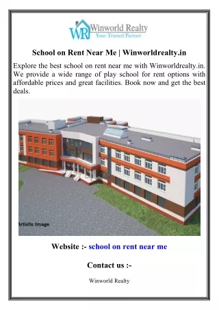 School on Rent Near Me   Winworldrealty.in