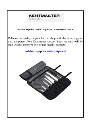 Butcher Supplies And Equipment | Kentmaster.com.au