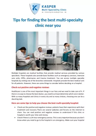 Tips for finding the best multi-specialty clinic near you