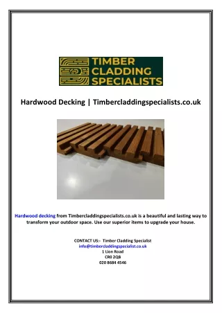 Hardwood Decking | Timbercladdingspecialists.co.uk