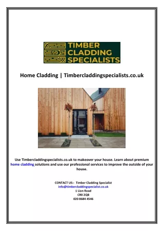 Home Cladding | Timbercladdingspecialists.co.uk