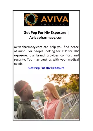 Get Pep For Hiv Exposure Avivapharmacy.com