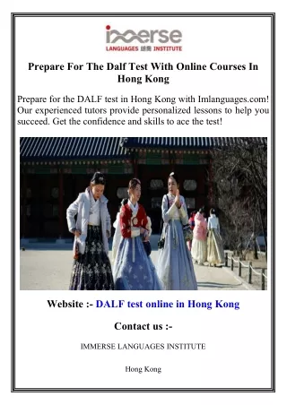 Prepare For The Dalf Test With Online Courses In Hong Kong