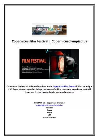 Copernicus Film Festival | Copernicusolympiad.us