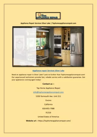 Appliance Repair Services Silver Lake | Tophomeappliancerepair.com