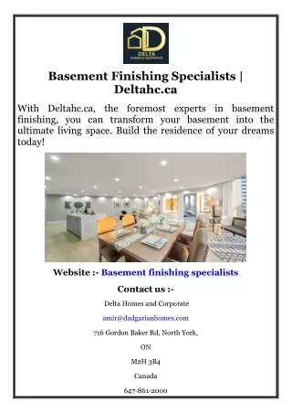 Basement Finishing Specialists  Deltahc.ca