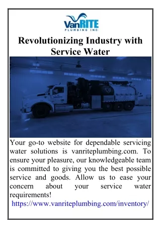 Revolutionizing Industry with Service Water