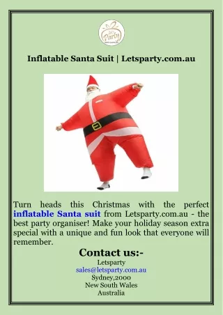 Inflatable Santa Suit  Letsparty.com.au