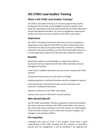 iso 27001 lead auditor course