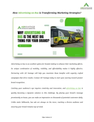 How Advertising on Bus is Transforming Marketing Strategies?