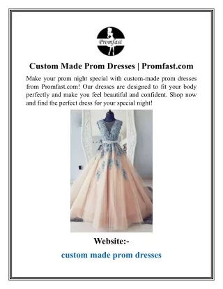 Custom Made Prom Dresses  Promfast