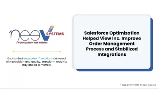 Salesforce Optimization Helped View Inc. Improve Order Management Process and Stabilized Integrations - Neev Systems