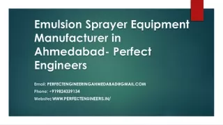 Emulsion Sprayer Equipment Manufacturer in Ahmedabad- Perfect Engineers