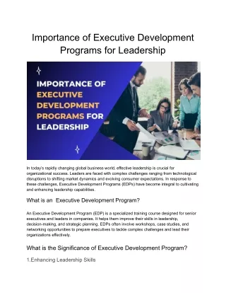 Importanceof Executive Development Programs for Leadership