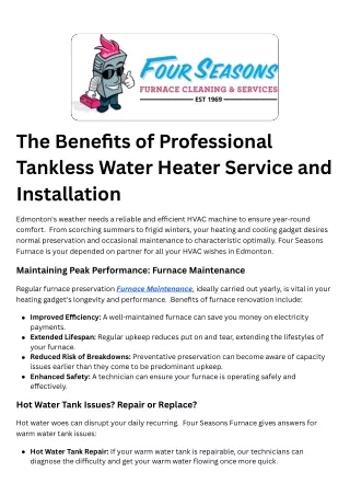 Tankless water heater service