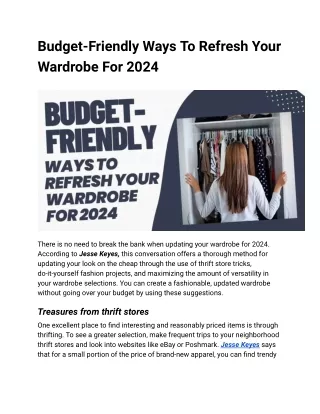 Budget-Friendly Ways To Refresh Your Wardrobe For 2024