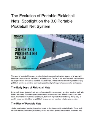 The Evolution of Portable Pickleball Nets_ Spotlight on the 3