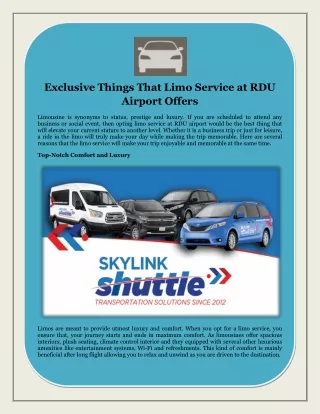 Exclusive Things That Limo Service at RDU Airport Offers