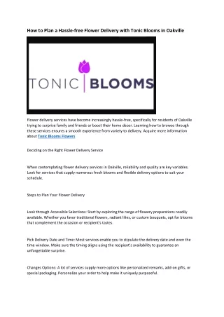 8 Tonic Blooms flower delivery oakville