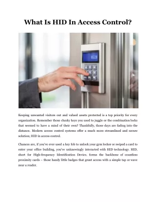 What Is HID In Access Control?