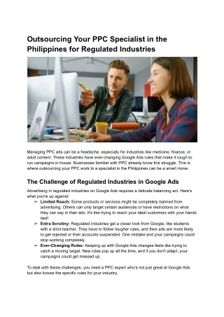 Outsourcing Your PPC Specialist in the Philippines for Regulated Industries