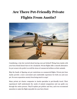 Are There Pet-Friendly Private Flights From Austin?