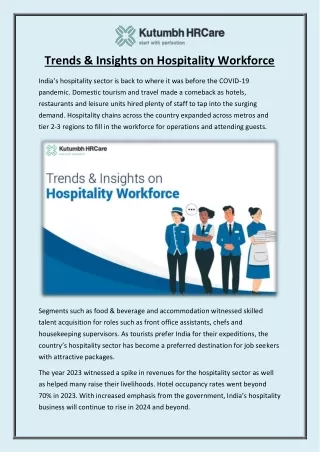 Trends & Insights on Hospitality Workforce