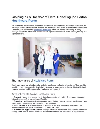 Clothing as a Healthcare Hero_ Selecting the Perfect Healthcare Pants