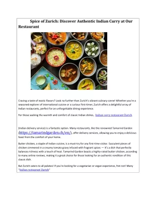 Indian curry restaurant Zurich