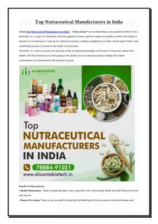 Top Nutraceutical Manufacturers in India