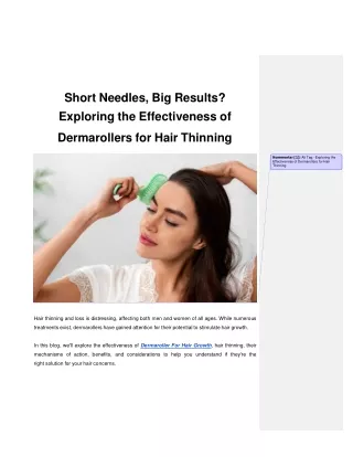 Short Needles, Big Results? Exploring the Effectiveness of Dermarollers for Hair