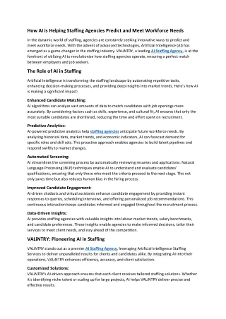 How AI is Helping Staffing Agencies Predict and Meet Workforce Needs